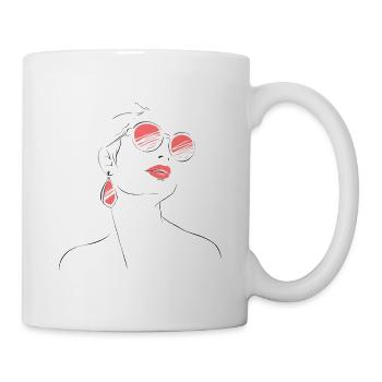 Elegante Frau Sonnenbrille Skizze - Tasse - Weiß - Rechts