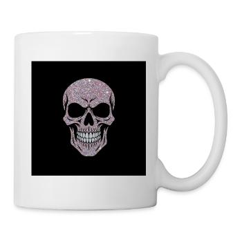 Glitzernder Totenschädel auf Schwarz - Tasse - Weiß - Rechts