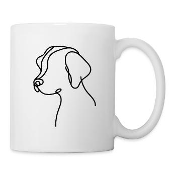 Hund mit Schlappohren Skizze – süßes Tiermotiv - Tasse - Weiß - Rechts