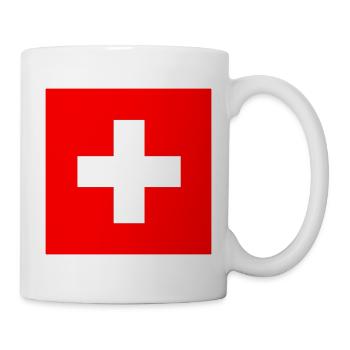 Schweizer Fahne: weisses Kreuz auf rot - Tasse - Weiß - Rechts