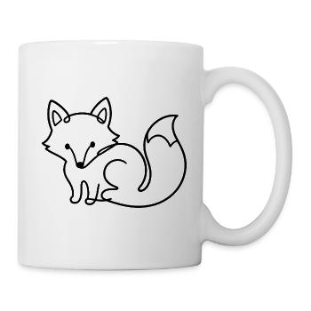 Fox Sketch – Cute Minimalist Animal Motif - Mug - white - Right