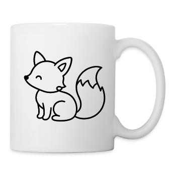 Süßer Fuchs seitlich – Waldtier Skizze - Tasse - Weiß - Rechts