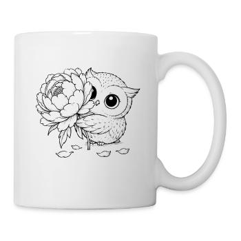 Blüteneule und Pfingstrose - Tasse - Weiß - Rechts