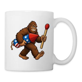 Bigfoot-Feuerwerkskörper zum 4. Juli für Männer - Tasse - Weiß - Rechts