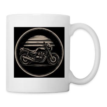 Vintage Motorrad Kreisemblem - Tasse - Weiß - Rechts