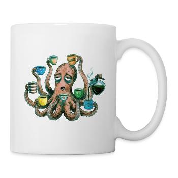 Müder Krake braucht Kaffee - Tasse - Weiß - Rechts