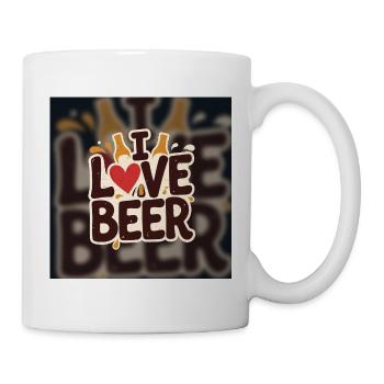 Ich liebe Bier Herz-Logo - Tasse - Weiß - Rechts