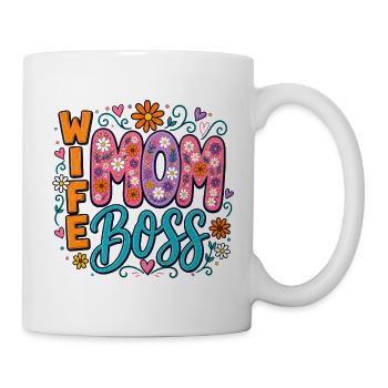 Wife Mom Chefin - Blumen-Design für Mama & Ehefrau - Tasse - Weiß - Rechts