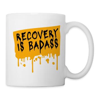 Recovery Is Badass Motivational Recovery Quote Logo - Mug - white - Right
