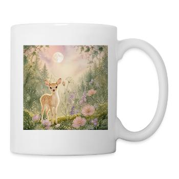 Cute Baby Deer in Enchanted Forest – Whimsical - Tasse - Weiß - Rechts