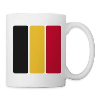 Belgien Flagge Minimal - Fahne Fan Streifen Design - Tasse - Weiß - Rechts
