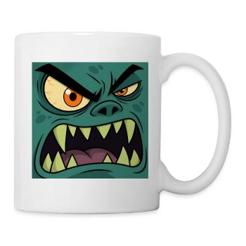 Visage de monstre en colère – Graphisme vectoriel de dessin animé - Mug blanc - blanc - Droite