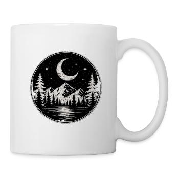 Mystischer Bergsee bei Nacht Retro - Tasse - Weiß - Rechts