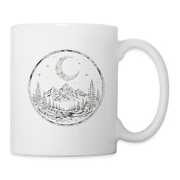 Minimalistischer Bergsee Mond Retro - Tasse - Weiß - Rechts