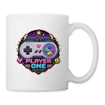Player One Press Start Pixel Art - Tasse - Weiß - Rechts