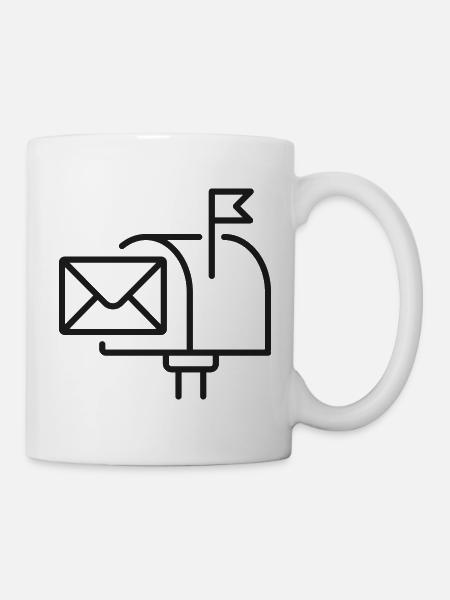 Briefkasten mit Buchstabenzeilen-Symbol-Design - Tasse - Weiß