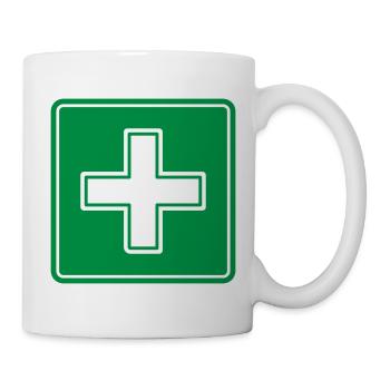 First Aid Medical Cross Sicherheitssymbol Vektor-Symbol - Tasse - Weiß - Rechts