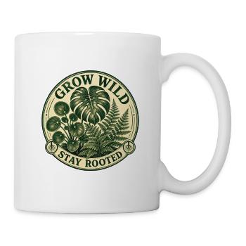 Grow Wild – Vintage Monstera Pilea Badge - Tasse - Weiß - Rechts