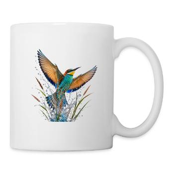 Schwalbe mit Farbe bespritzt - Tasse - Weiß - Rechts
