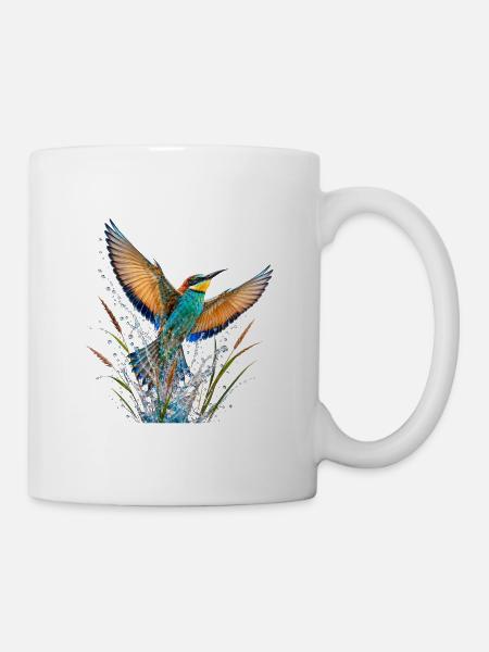 Schwalbe mit Farbe bespritzt - Tasse - Weiß