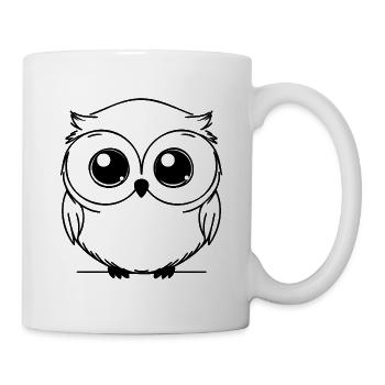 Eule One Line niedliches Waldmotiv - Tasse - Weiß - Rechts