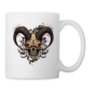 Höllischer Totenkopf mit Hörnern - Tasse - Weiß - Rechts