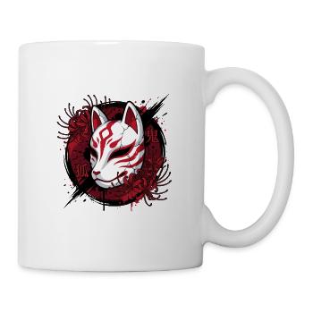 Masque Kitsune Rouge dans le style anime - Mug blanc - blanc - Droite