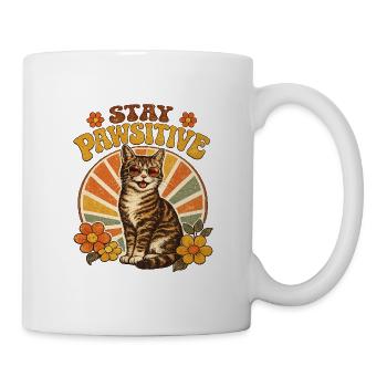 Stay Pawsitive Katze - Tasse - Weiß - Rechts