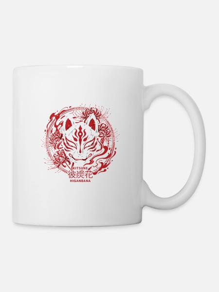 Kitsune Rot Maskenkunst Higanbana - Tasse - Weiß