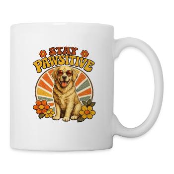 Stay Pawsitive Hund Retro Vibe - Tasse - Weiß - Rechts