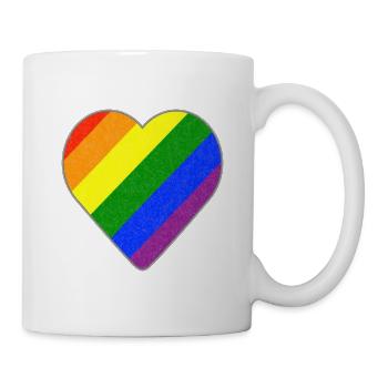 Herz mit Regenbogenstreifen - Tasse - Weiß - Rechts