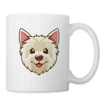 Weißes Hündchen (Comic-Porträt) - Tasse - Weiß - Rechts