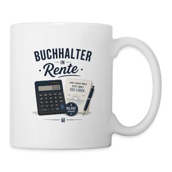 Buchhalter in Rente – Taschenrechner Füller Rente - Tasse - Weiß - Rechts