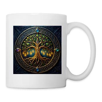 Mystic Tree mit Juwelen und Knoten - Tasse - Weiß - Rechts