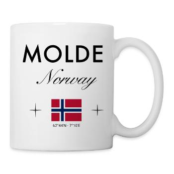 Molde Norwegen Koordinaten Reise Souvenir - Tasse - Weiß - Rechts