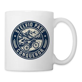 Stelvio Pass Conqueror Retro-Abzeichen - Tasse - Weiß - Rechts
