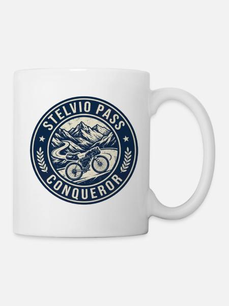 Stelvio Pass Conqueror Retro-Abzeichen - Tasse - Weiß