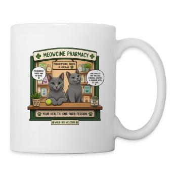 Meowcine Pharmacy Niedliche russische Blaukatzen - Tasse - Weiß - Rechts