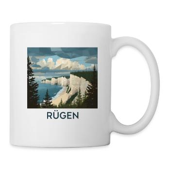 Rügen Kreidefelsen | Vintage Ostsee Poster - Tasse - Weiß - Rechts