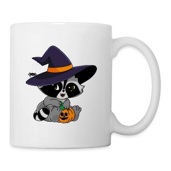 Snuggles der Waschbär im Halloweenkostüm. - Tasse - Weiß - Rechts