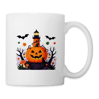 Jack-O-Laternen-Leuchtturmnacht - Tasse - Weiß - Rechts