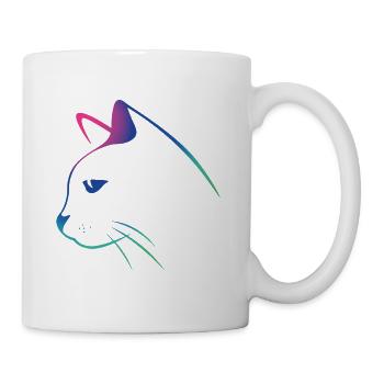 Cat-Line-Zeichnungsgradient - Tasse - Weiß - Rechts
