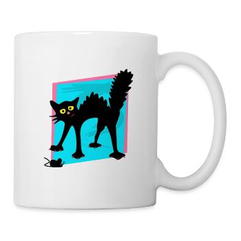 Verängstigte Schwarze Katzenmaus - Tasse - Weiß - Rechts
