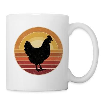 Retro Huhn Sunset Vintage - Tasse - Weiß - Rechts