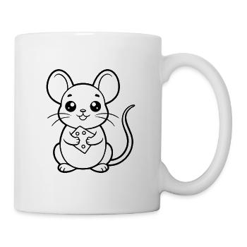 Baby Maus mit Käse - Tasse - Weiß - Rechts