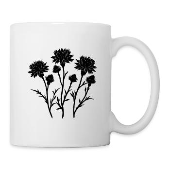Botanische Kornblume - Tasse - Weiß - Rechts