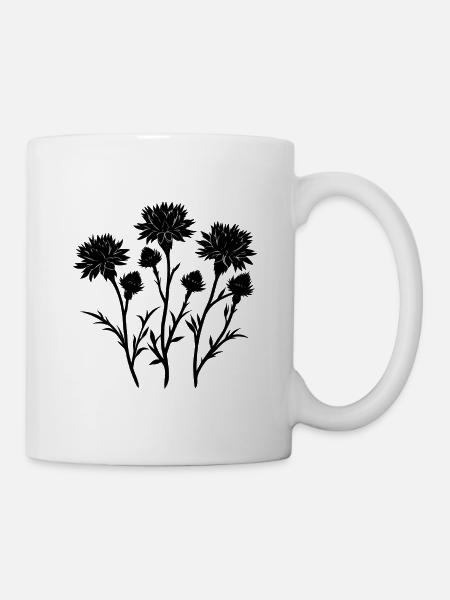 Botanische Kornblume - Tasse - Weiß