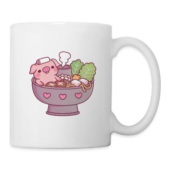 Lustiges Schwein entspannt sich im Dampfschiff-Hotpot-Whirlpool - Tasse - Weiß - Rechts