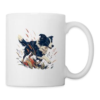 Hund auf der bunten Wiese - Tasse - Weiß - Rechts