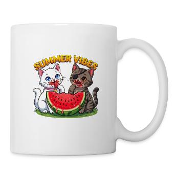 Sommer Katzen mit Wassermelone - Tasse - Weiß - Rechts